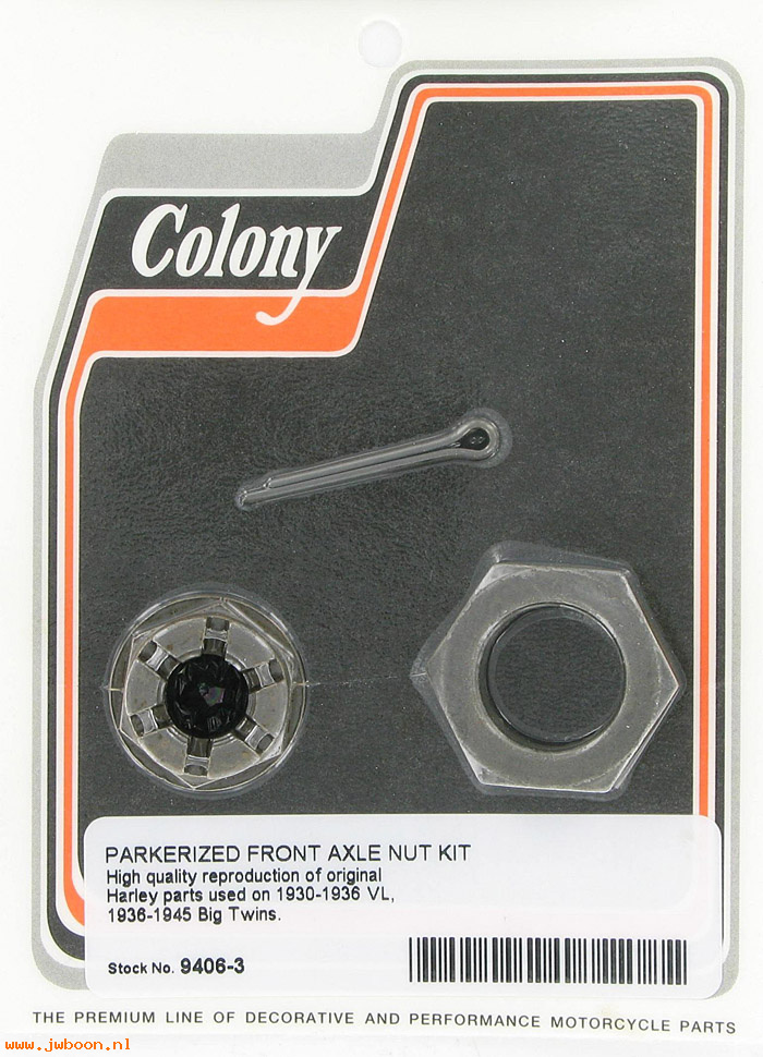 C 9406-3 (43886-30): Front axle nut kit - Knucklehead Big Twins 30-41, in stock,Colony