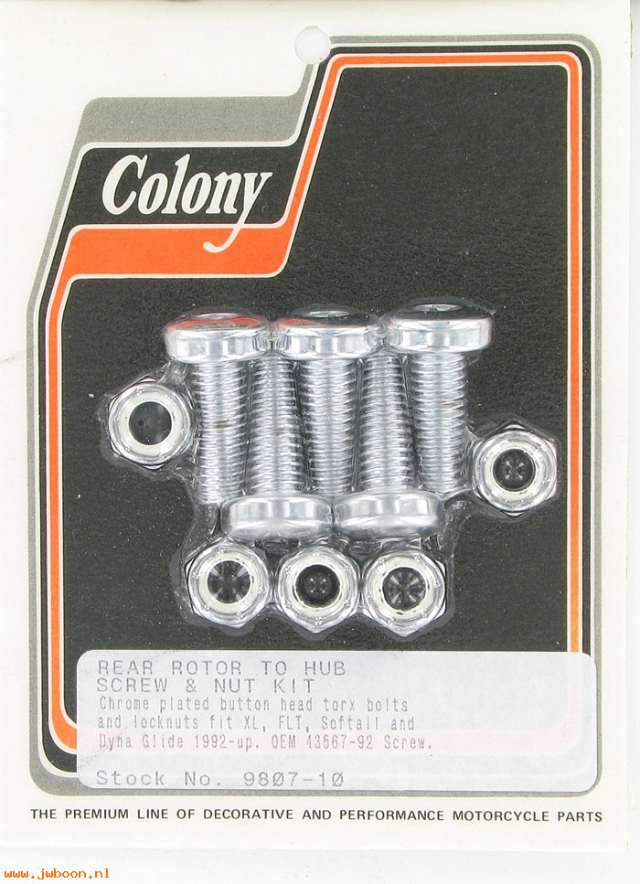 C 9807-10 (43567-92): Rear rotor to hub screw kit, button head, Torx,  3/8"-16 x 1"
