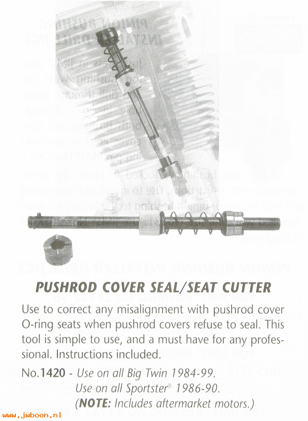 R 1420 (): Pushrod cover seal/seat cutter - JIMS - FL,FX '84-'99. XL '86-'90