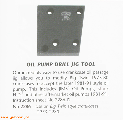 R 2286 (): Oil pump drill jig tool, JIMS - Big Twins,FL, FX '73-'80,in stock