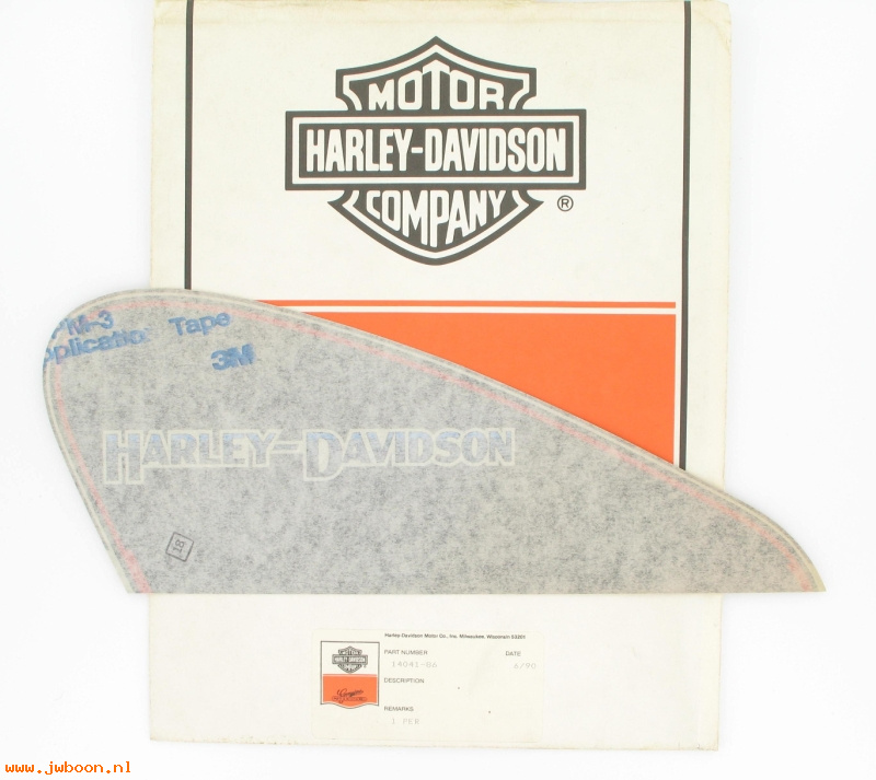   14041-86 (14041-86): Decal, fuel tank,left "Harley-Davidson" 5 1/4 x13 3/4-NOS-XLH1100