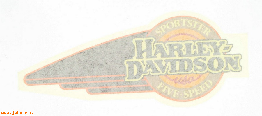   14347-92 (14347-92): Decal, fuel tank - right  "H-D  Sportster 5-speed"  3x7 1/2 - NOS
