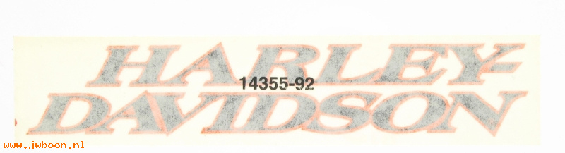   14355-92 (14355-92): Decal, fuel tank - left  "Harley-Davidson" - NOS - FXSTC, FXSTS