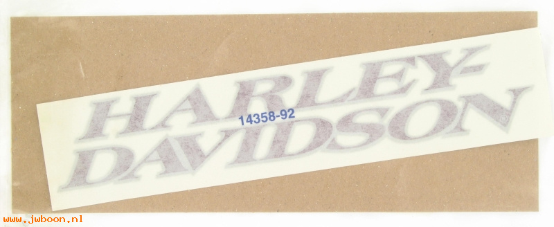   14358-92 (14358-92): Decal, fuel tank - right  "Harley-Davidson" - NOS - FXSTC, FXSTS