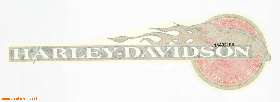   14402-93 (14402-93): Decal, fuel tank - right  "wide glide" - NOS - FXDWG '93-'95
