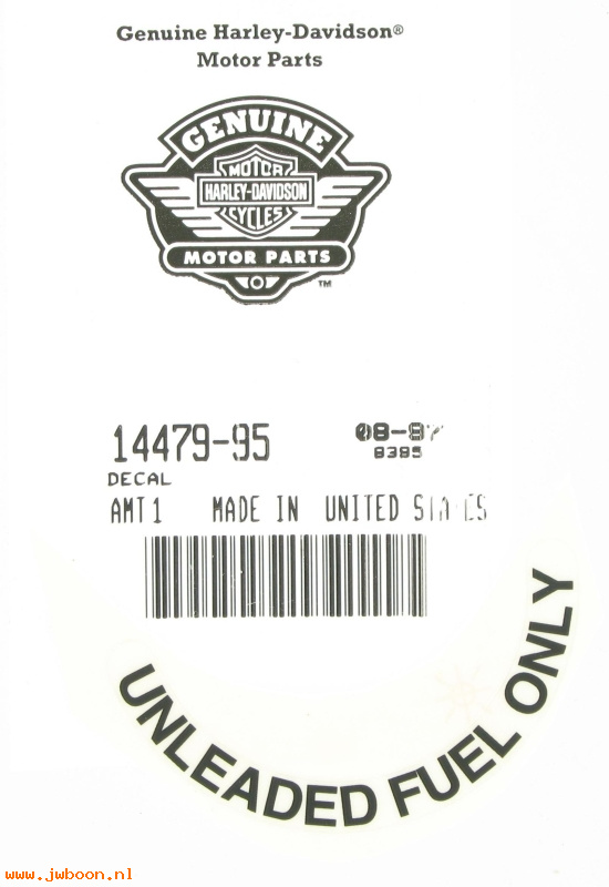   14479-95 (14479-95): Label / decal - unleaded fuel - NOS - FXST '95-'96, Softail