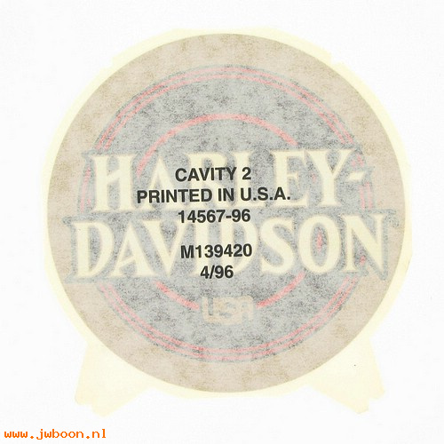   14567-96 (14567-96): Decal, fuel tank  "Harley-Davidson usa"  round - NOS - FLHTCU