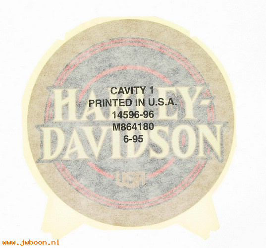   14596-96 (14596-96): Decal, fuel tank    "Harley-Davidson usa"    round - NOS - FLHTCU