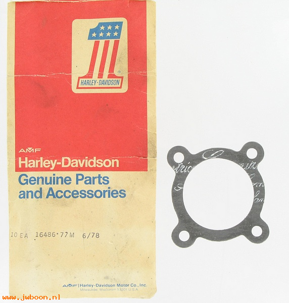   16486-77M (16486-77M / 26294): Gasket,manifold - NOS - Aermacchi MX 250 1978.AMF Harley-Davidson