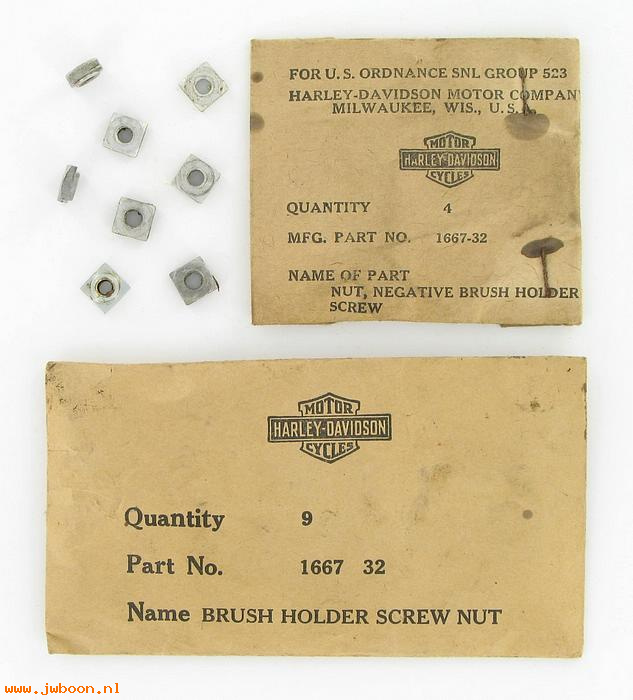    1667-32 (30367-32): Nut, negative brush holder screw - NOS - All models '32-'57
