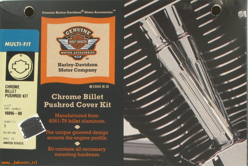   18096-00 (18096-00): Billet pushrod cover kit - grooved - NOS - Twin Cam '99-