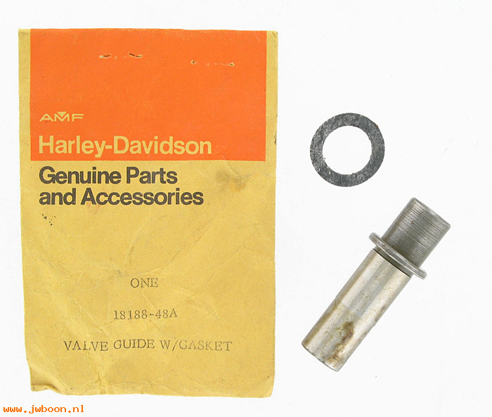   18188-48A (18188-48A): Valve guide with gasket, exhaust - steel alloy - NOS -FL,FX 48-76