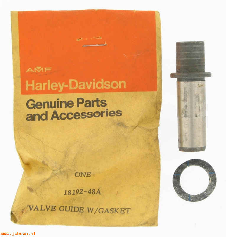   18192-48A (18192-48A): Valve guide with gasket, exhaust - steel alloy - NOS -FL,FX 48-76