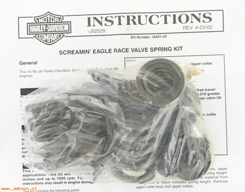   18281-02 (18281-02): Valve spring kit - Screamin' Eagle - NOS - EVO, Twin Cam