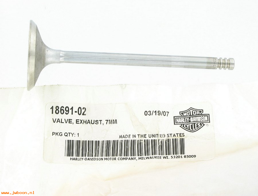   18691-02 (18691-02): Valve, exhaust - 7mm - NOS - NOS - Sportster XL1200 04-  Buell XB