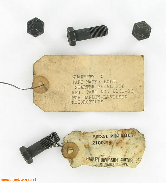    2100-41 (    4336 / 2100-16): Bolt, pedal pin, marked "1035 CP" - NOS - All models '42-up. G523