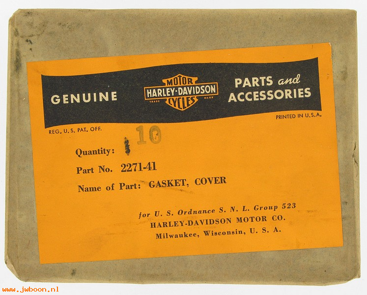    2271-41.10pack (34825-41): Gaskets, top cover - NOS - Flathead 45 750cc '41-'65