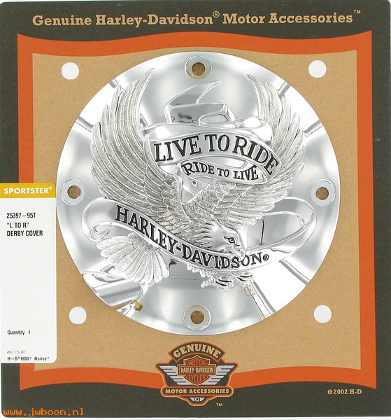   25397-95T (25397-95T): Derby cover, 4-hole - "Live to Ride" - NOS - Sportster XL '94-'03