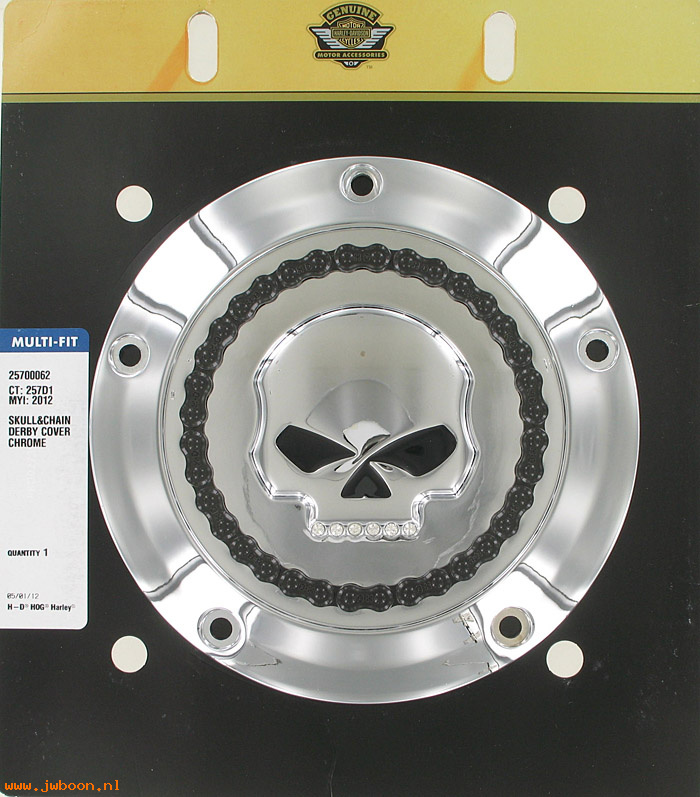   25700062 (25700062): Derby cover - skull & chain - NOS - Twin Cam