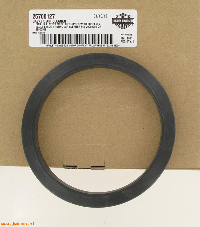   25700127 (25700127): Gasket,air cleaner - NOS - Sportster XL '12-  w. SE Stage1 ac