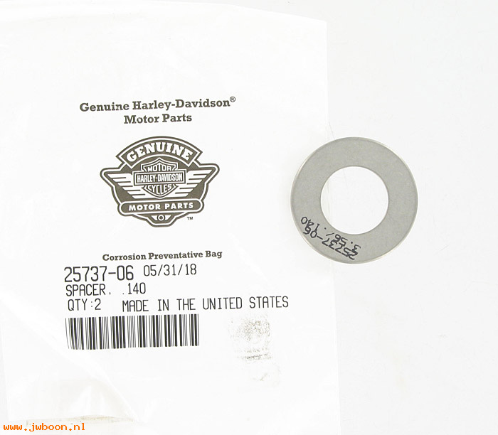   25737-06 (25737-06): Spacer  .140" - NOS - Twin Cam Dyna, FXD '06, all '07-