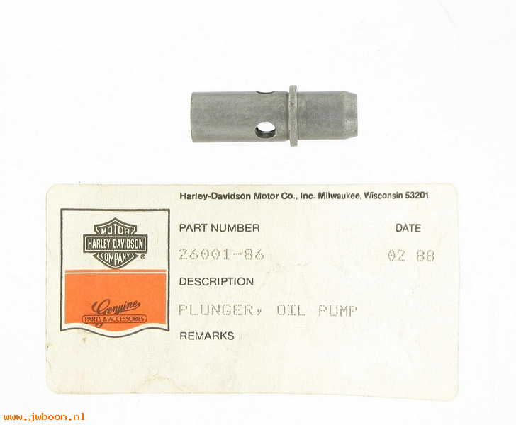   26001-86 (26001-86): Plunger, oil filter bracket - NOS - Sportster XL '86-'90