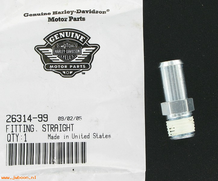   26314-99 (26314-99): Fitting - straight - NOS - Twin Cam '99-'06