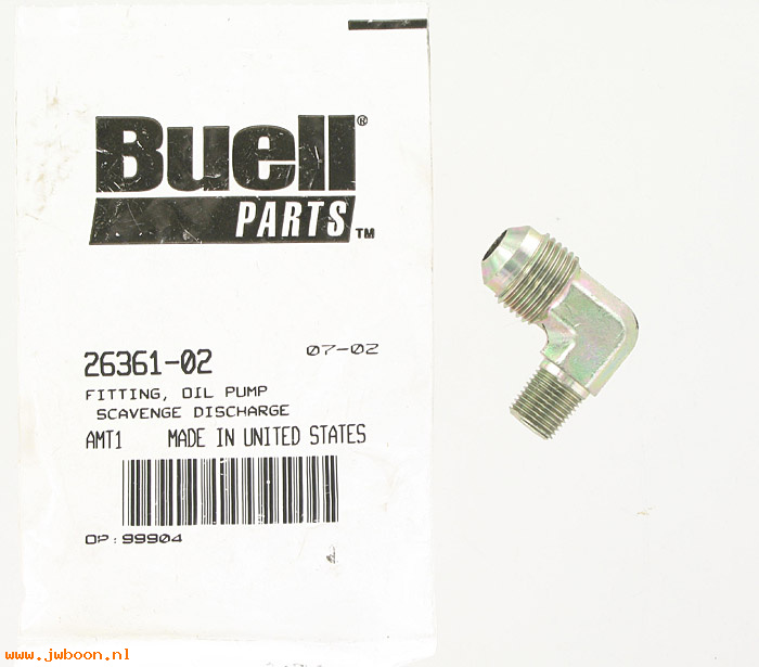   26361-02 (26361-02): Fitting, oil pump scavenge discharge - NOS - Buell