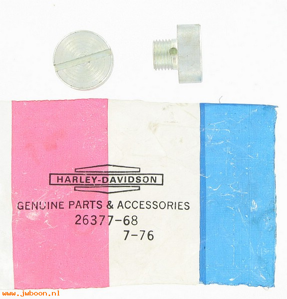   26377-68 (26377-68): Plug, oil pump relief valve - NOS - Big Twins '68-'80, Shovelhead
