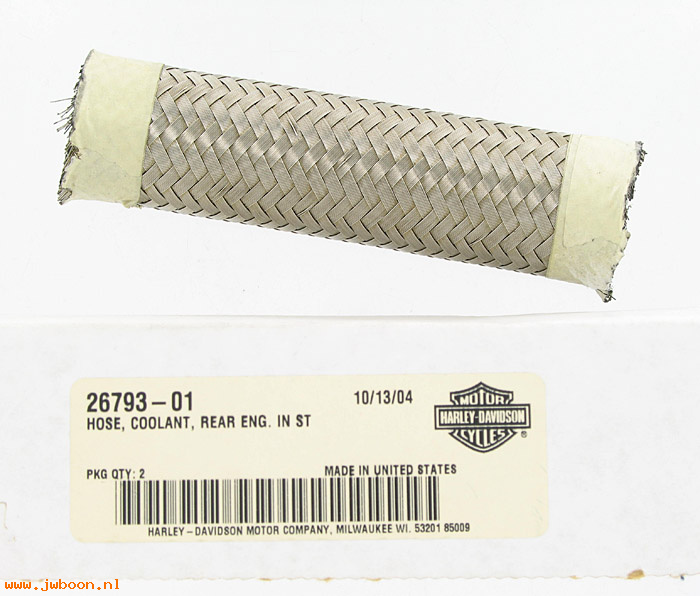   26793-01 (26793-01): Hose, coolant, rear engine in - braided stainless - NOS - V-rod
