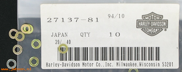   27137-81 (27137-81): Washer, throttle stop screw - NOS - Big Twin,XL 81-06.Buell 95-98