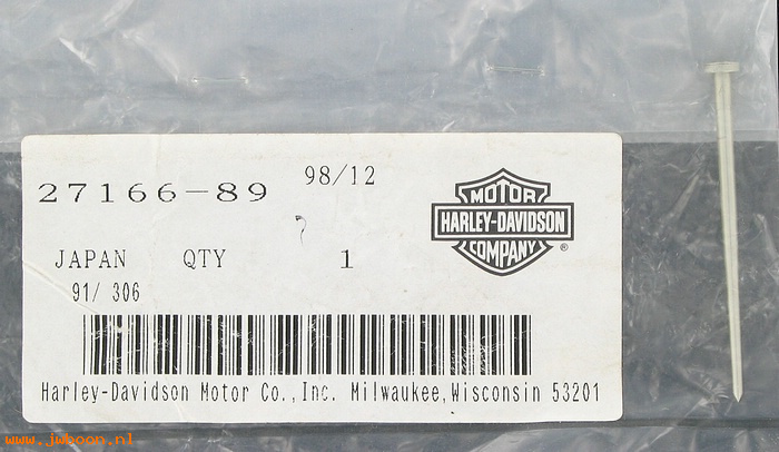   27166-89 (27166-89): Jet needle, CV carburetor - NOS - Sportster XL883 '89-'91