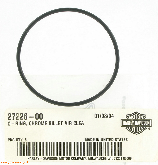   27226-00 (27226-00): O-ring, chrome billet air cleaner cover - NOS