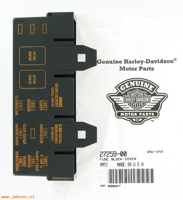   27259-00 (27259-00): Cover - fuse block - NOS - FLHR 2000, Road King