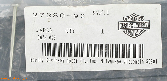   27280-92 (27280-92): Jet needle, CV carburetor - NOS