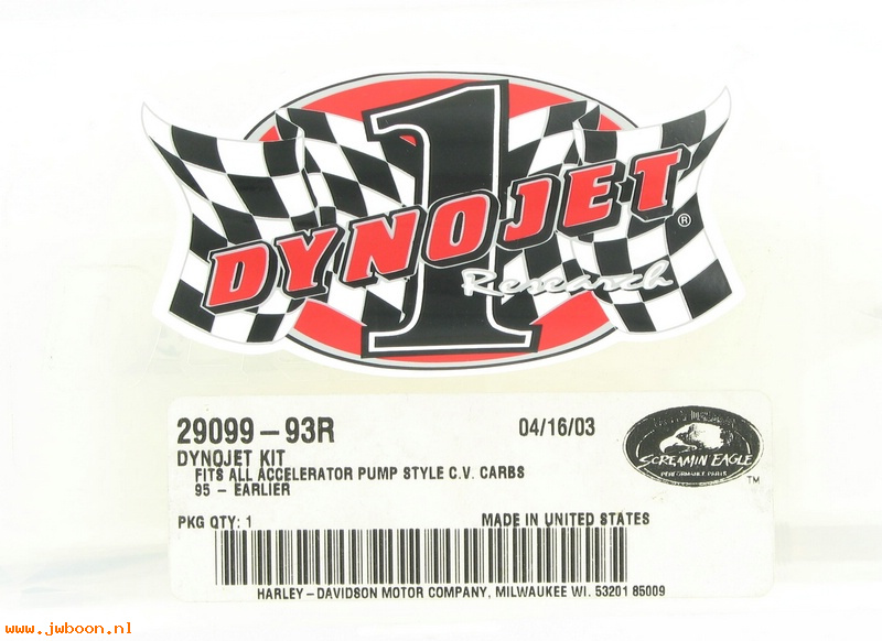   29099-93R (29099-93R): Dyno jet kit -NOS- Sportster XL883. Road race & Dirt track series