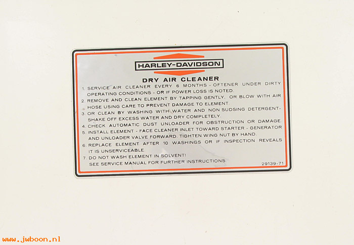   29139-71 (29139-71): Decal - air cleaner service instructions - NOS - Golf car, AMF