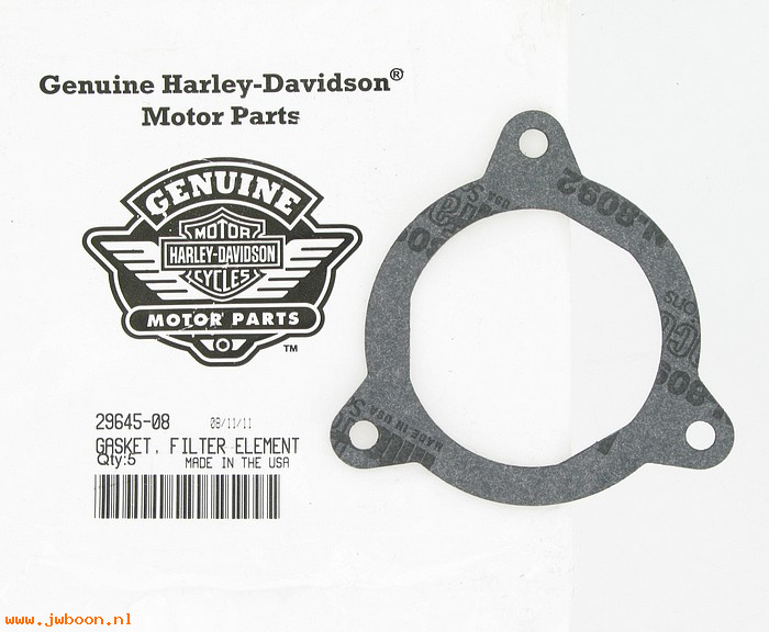   29645-08 (29645-08): Gasket - filter element - NOS - Twin Cam Touring '08-