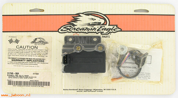   31746-98A (31746-98A): Single-fire coil kit "Screamin' Eagle" - NOS - XL, FXD, Softail