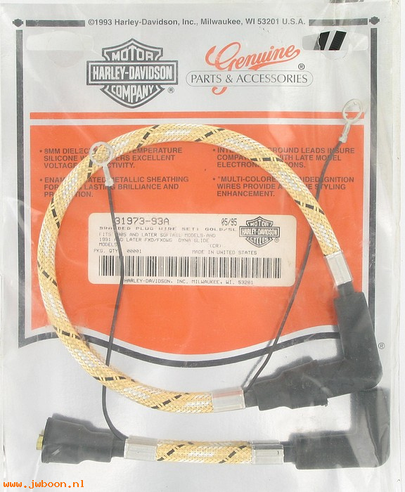  31973-93A (31973-93A): Braided plug wire set - gold/silver - NOS - FXST, FXD, FXDWG