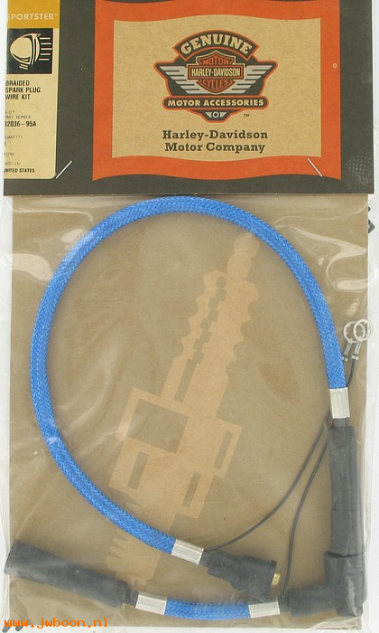   32036-95A (32036-95A): Braided spark plug wire set - blue - NOS - Sportster XL '86-'03