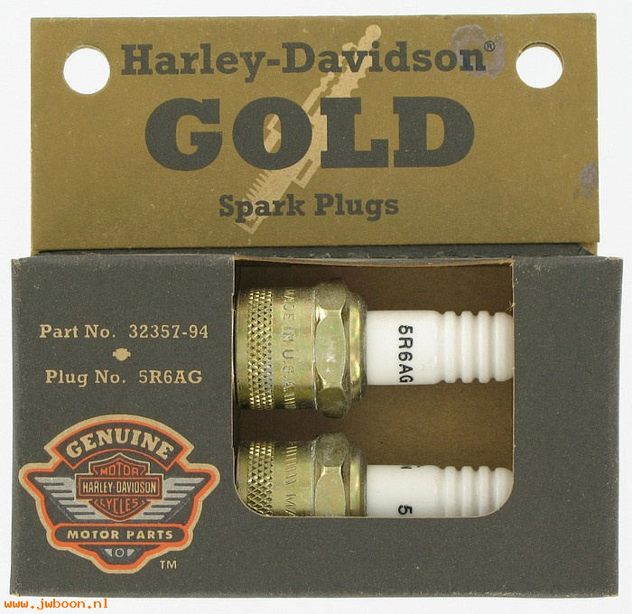   32357-94 (32357-94 / 32367-04): Spark plugs - 2-pack - gold - NOS - FL, EVO 1340cc 75-00. FX's