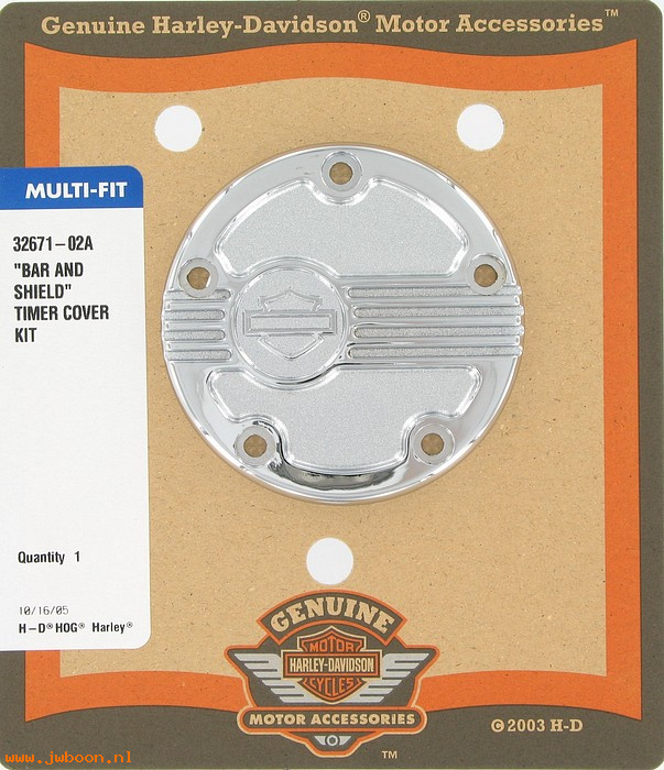   32671-02A (32671-02A): Timer cover - bar & shield collection - NOS - Twin Cam 88 '99-