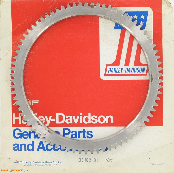   33162-81 (33162-81): Starter ring gear - NOS - Sportster Ironhead XL, XLS 1981