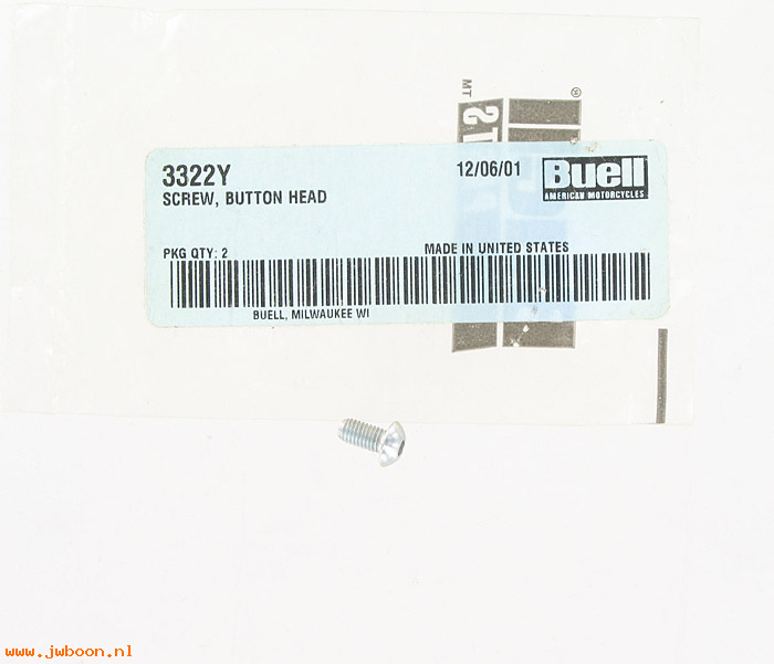       3322Y (    3322Y): Screw, button head - NOS - Buell