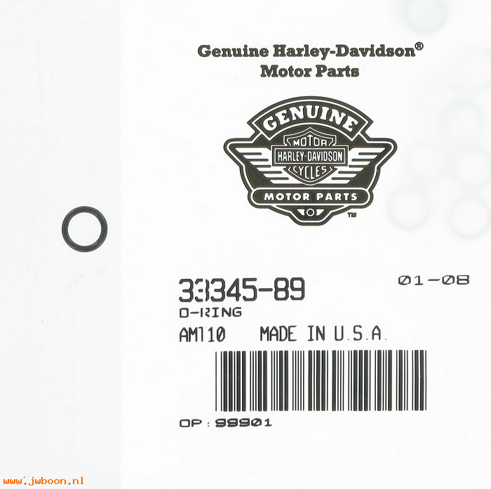   33345-89 (33345-89): O-ring, inspection / derby cover screw,NOS, Big Twins, Evo 1340cc