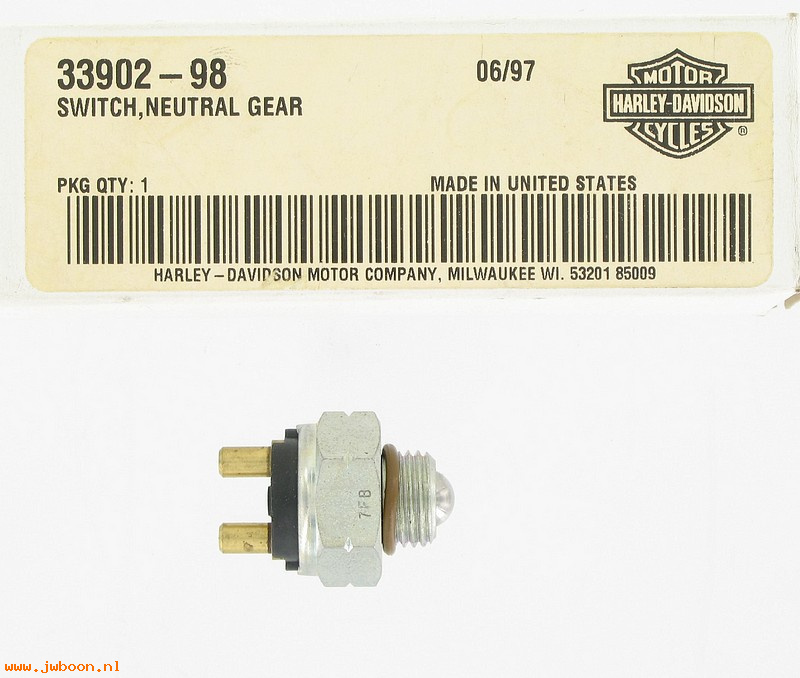  33902-98 (33902-98): Switch, neutral gear - w.11290, NOS, V-rod. Touring. Softail.Dyna
