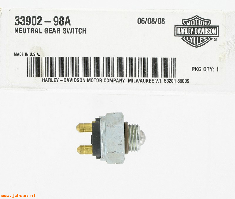   33902-98A (33902-98A): Switch, neutral gear - w.11290, NOS, V-rod. Touring. Softail.Dyna