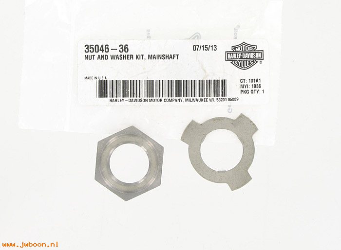   35046-36 (35046-36 / 2281-36A): Lockwasher & nut, mainshaft ball bearing nut - NOS - BT 36-84
