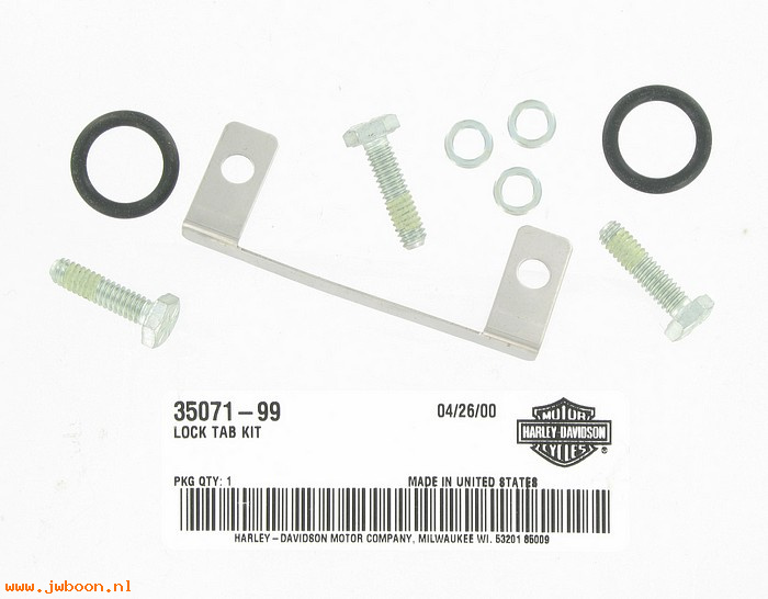   35071-99 (35071-99): Lock tab kit, oil filter mount - NOS - Twin Cam '99-'02